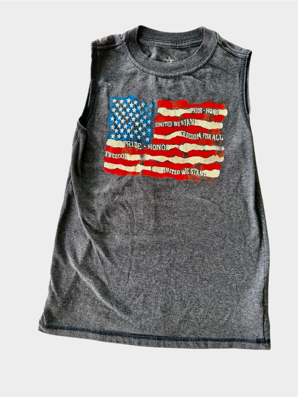 USA American Flag Blue Tank Top Graphic Kids Boys Size 6/7